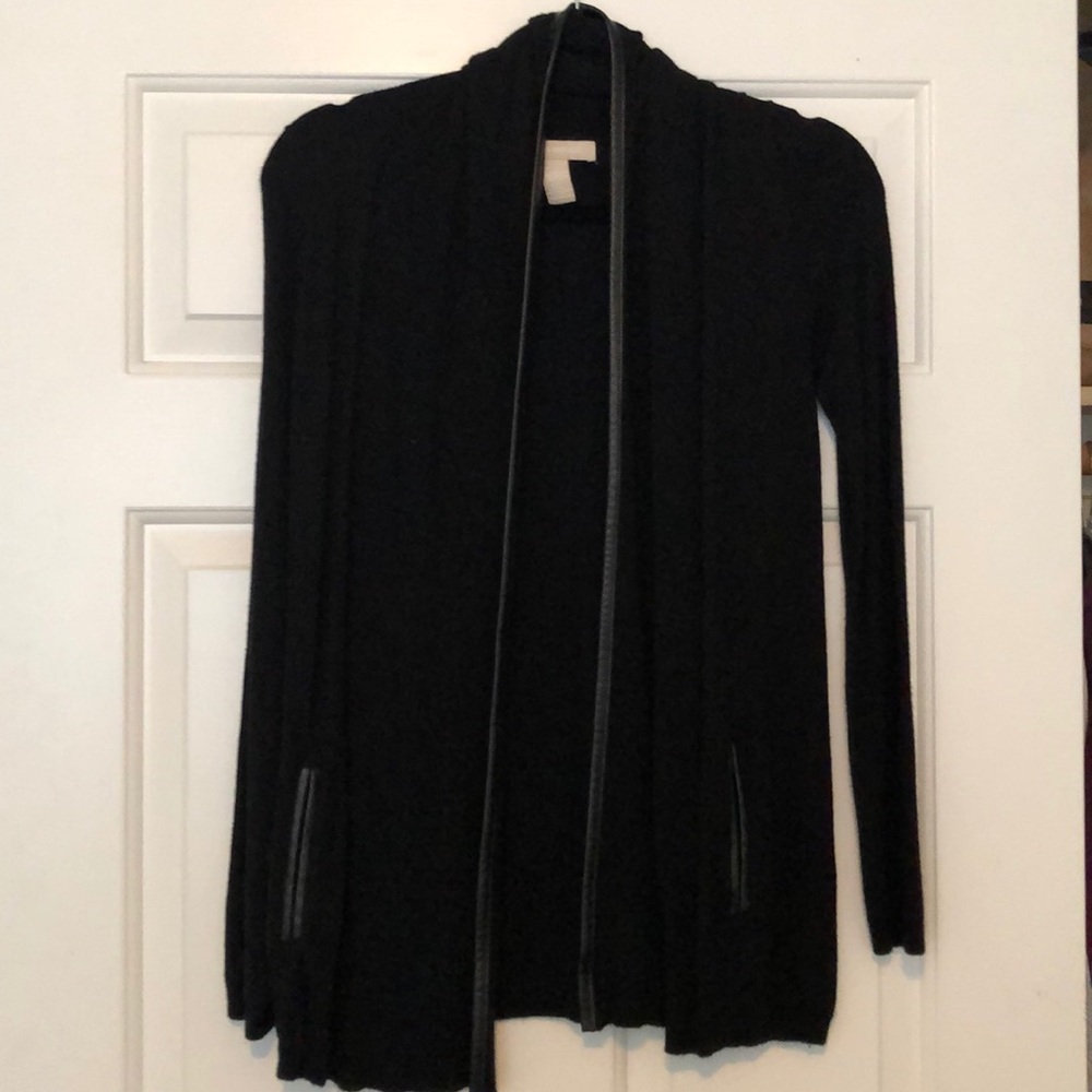 Leather trim wool Banana Republic cardigan